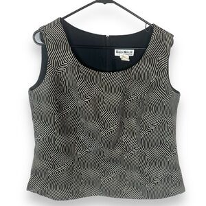 Karen Miller Abstract Blouse Womens Size 14 W Black Gold Vintage Y2K Corporate